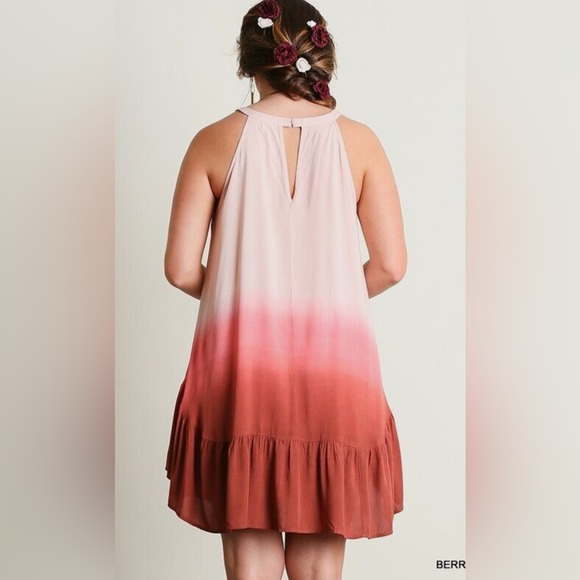 UMGEE Berry Ombre Ruffle Hem Midi Dress - Picture 2 of 9